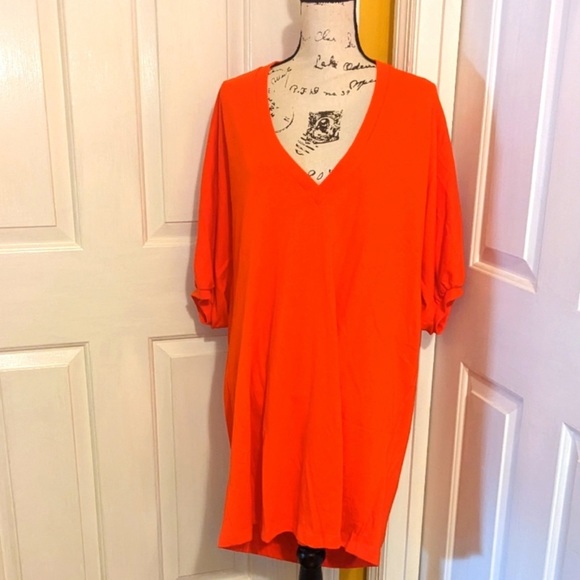 ZARA NEW COCOON DRESS BRIGHT ORANGE - Picture 3 of 9